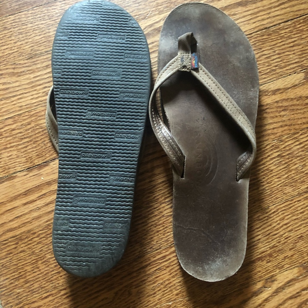 Rainbow flip flops